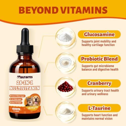 Liquid Cat & Dog Multivitamin, with Probiotics,Taurine,Cranberry