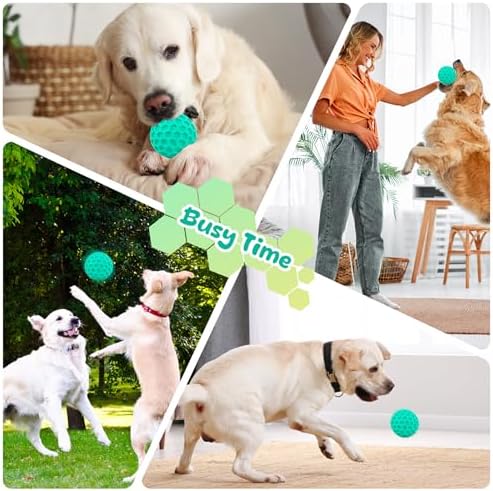 Squeaky Dog Toys for Aggressive Chewers, Indestructible Dog Balls for Aggressive Chewers, Blue Green Squeaky Balls for Dogs