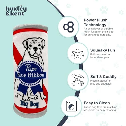 Huxley & Kent Power Plush Squeaky Dog Toy, Pups Belly Rubbin, Large
