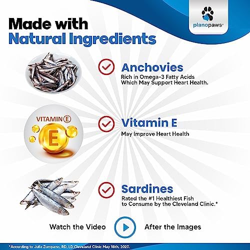 Omega 3 Fish Oil for Dogs, 180 Capsules - Low Odor, Skin and Coat Support