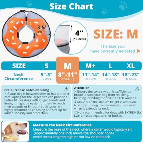 Inflatable Dog Cone with Anti-Licking Clear Shield,Fits Medium Dogs