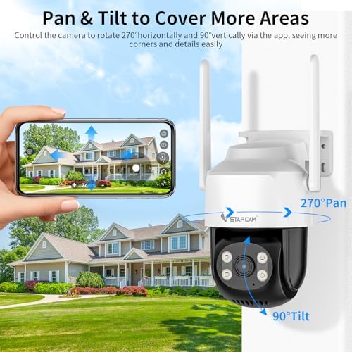 VSTARCAM Outdoor Waterproof PT Network Camera, 1080P Wired Cameras for Home Secuirty Camera with Bluetooth Connection, Color Night Vision, Motion Detection & Tracking,Light & Siren Alarm, SD/Cloud 03