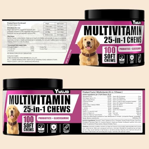 25-in-1 Dog Multivitamin Chewable with Probiotics，Dog Vitamins