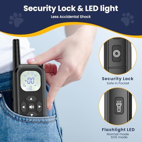 Wireless Dog Fence, Electric Fence for Dogs with Training Collar 185 Days Standby Time, Waterproof & Flash Light Portable Dog Perimeter Collar with 3 Training Mode for 2 Dogs Large Medium