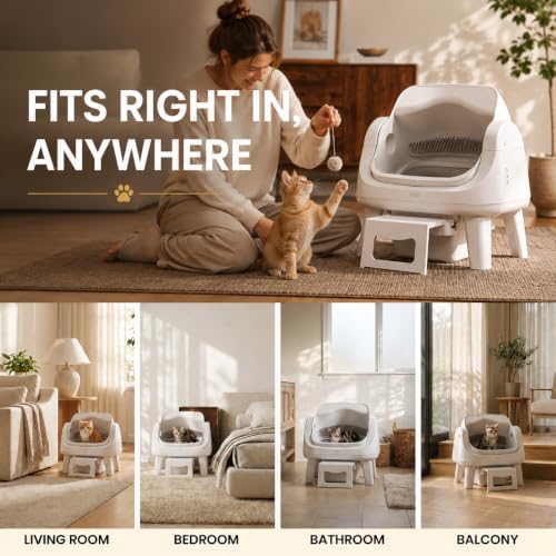 Automatic Litter Box,with Easy-Access Step, Anti-Pinch Safety