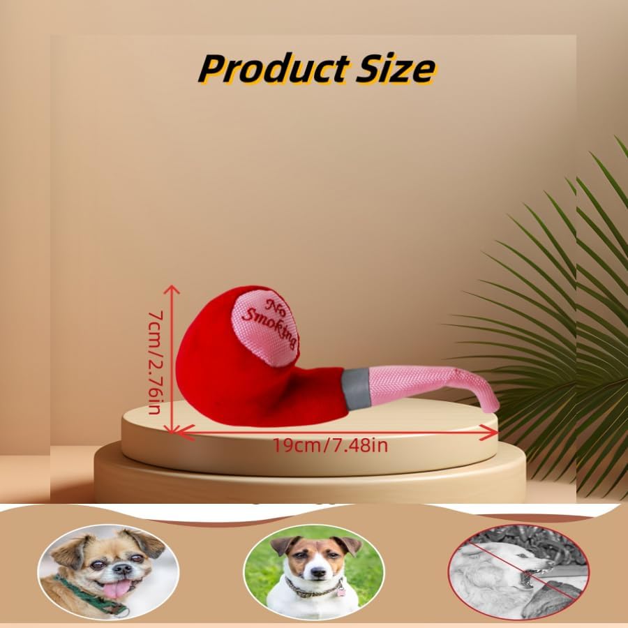 PetPhindU Squeaky Plush Dog Toy - Tobacco Pipe Pattern, Interactive, Soft, Durable, Cute, for Small & Medium Dogs
