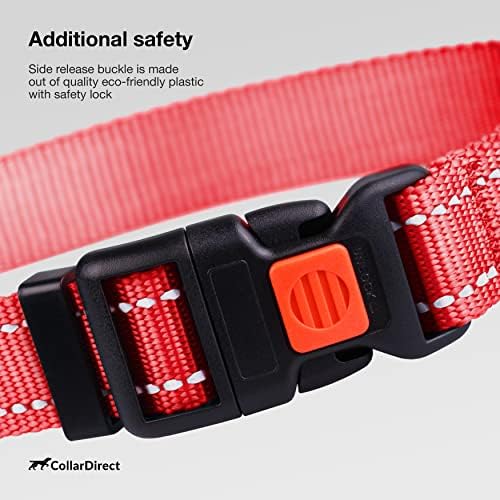 Reflective Dog Collar, Quick-Release Buckle (Coral, 10-13 Inch)