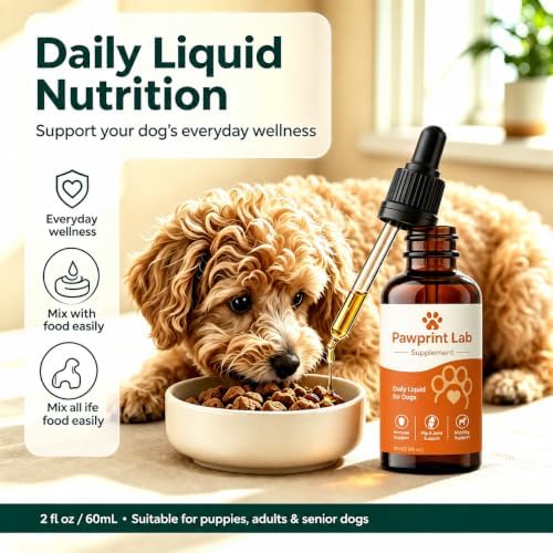 Pawprint Lab Liquid Dog Supplement, Dog Vitamins & Liquid Supplements, Immune, Hip & Joint and Mobility Support, Daily Multivitamin Formula, 2 fl oz 60 mL