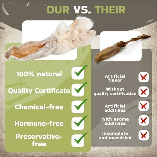 Rabbit Ears with Fur Dog Treats (50 pcs)| All-Natural, Hypoallergenic, Dehydrated Chews | Supports Dental Hygiene & Digestion | Ideal for Small, Medium & Large Dogs