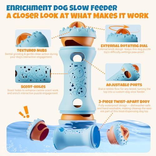 FOXMM Interactive Treat Dispensing Dog Toys – Adjustable Puzzle Toy
