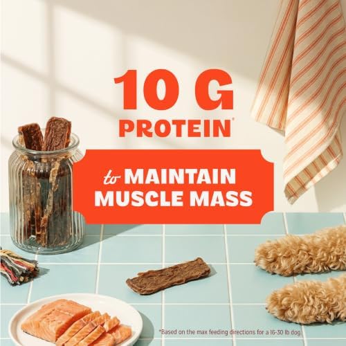 Pur Luv Salmon Jerky Dog Treats, Soft and Chewy, 10g Protein