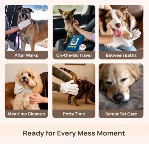Pet Cleaning Glove Wipes for Dogs & Cats Daily Care and Travel 20PCS