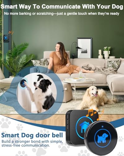 Dog Door Bell 2026 Enhanced Touch, Wireless Doggie Doorbell for Potty Training to Go Outside, IP65 Waterproof, 1000ft Range, 55 Melodies, 5 Modes & Adjustable Volume (3 Buttons)