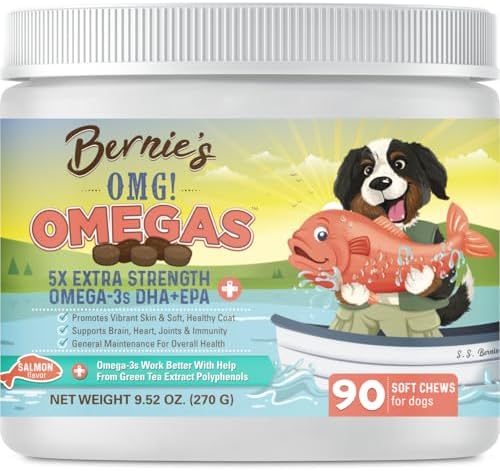 Bernie's OMG Omegas 5X Extra Strength Dog Omega-3 Soft Chews, Salmon, 90 Ct