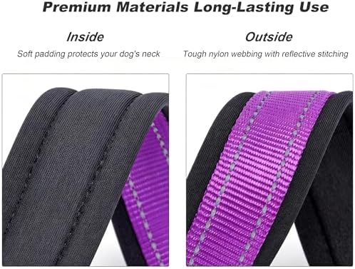 Reflective Soft Padded Dog Collar, 4 Sizes Adjusta Nylon Pet Collar