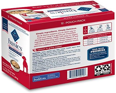 Blue Buffalo Basics Salmon Wet Dog Food Topper, 2.5 oz, 12 ct