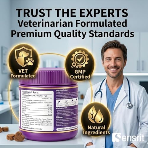 Allergy Relief Immune Supplement for Dogs - with 480M CFU Probiotics, Colostrum & Salmon Oil - Soft Chews for Seasonal Itch, Hot Spots & Paw Licking - 90 Chicken Flavored Treats