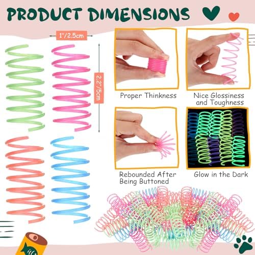 Sosation 100 Pcs Glow in The Dark Springs Cat Toys Kittens