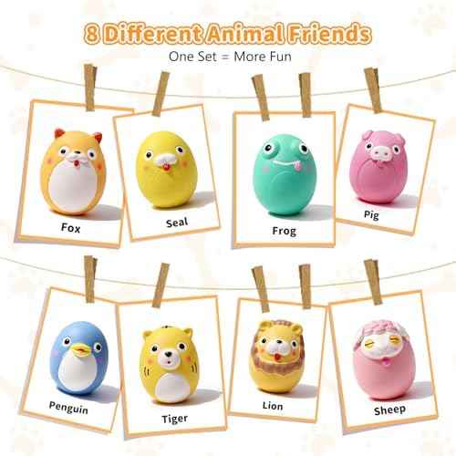 SCHITEC Squeaky Puppy Toys, Interactive Animal Dog Toy, Latex Rubber Balls for Puppies Mini Small Breed Dogs