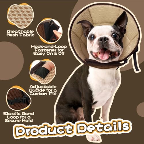 Allroaring Soft Dog Recovery Cone Adjustable Stop Licking Wounds Brown S