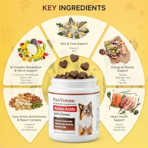 Amino Acids for Dogs, Immune Support, Muscle Growth, Skin Health, 200 Chews