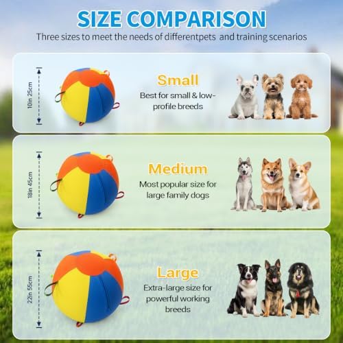 22'' Heavy Duty Herding Ball for Dogs with Handles, Inflatable Training Toy