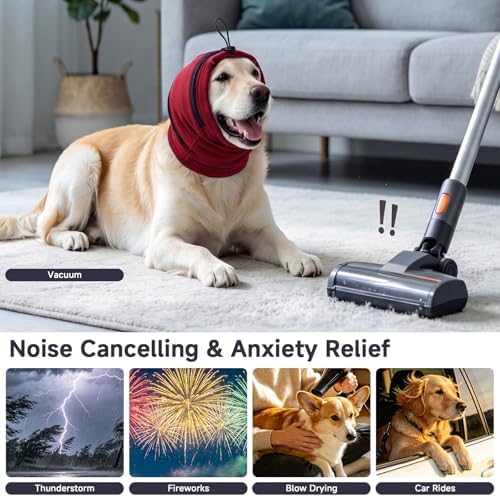 Nanaki Anti-Shake Ear Cover for Small Dogs, Calming Warm Pads,Red,S