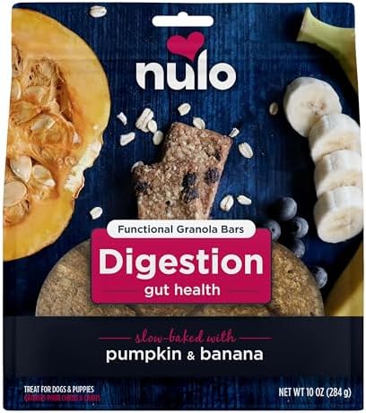 Nulo Functional Granola Bars, Healthy Dog Treats, Oven Baked, Made with Prebiotics and Probiotics, Contains No Added Salt, Sugar, or Molasses, 10 Ounce Bag