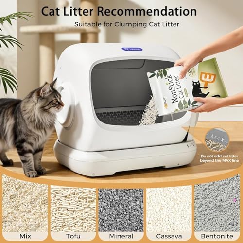 Automatic Cat Litter Box,106L XXXL Extra-Large Self Cleaning Litter Box for Large Cats, Open Top Auto Cat Box Self Cleaning with Anti-Pinch Patent APP, Safety Sensor