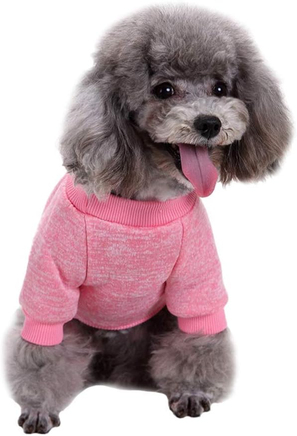 Jecikelon Dog Clothes Dogs Sweater Soft Puppies Clothing Winter Puppy Sweaters Warm Outfit for Dogs Small XXS XS Cat Apparel (Pink, S)
