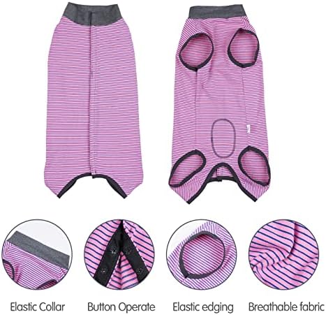 Dotoner Dog Recovery Suit Abdominal Wound Puppy Surgical Clothes Post-Operative Vest Pet After Surgery Wear Substitute E-Collar & Cone(L,Pink)