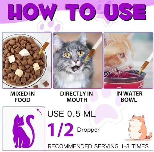 VOSIFSDIY Cat Multivitamin,15 in 1 Cat Vitamins Liquid Drops Supplements for Heart Health, Bones, Joint, Skin & Coat, Bladder, Immune System Support 60ml