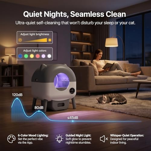 Greesum Enclosed Self-Cleaning Cat Litter Box with Smart App Control