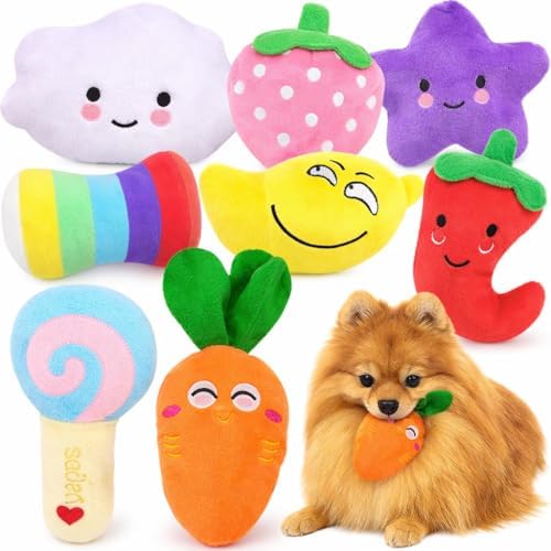 LOYEE Dog Squeaky Toys 8 Pack, Puppy Plush Squeaky Toys for Medium Small Dogs, Cute Pet Toys Stuffed Puppy Chew Toys for Teething, Interactive Toys Set for Puppy Supplies