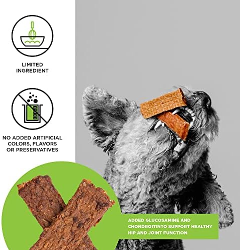 BIXBI Hip & Joint Support Chicken Jerky Dog Treats, 5 oz - USA Made Grain Free Dog Treats - Glucosamine, Chondroitin for Dogs - High in Protein, Antioxidant Rich, Whole Food Nutrition, No Fillers