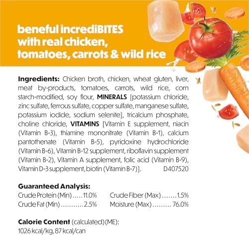 Beneful Purina Small Breed Wet Dog Food with Gravy, IncrediBites with Real Chicken - (8 Packs of 3) 3 oz. Cans
