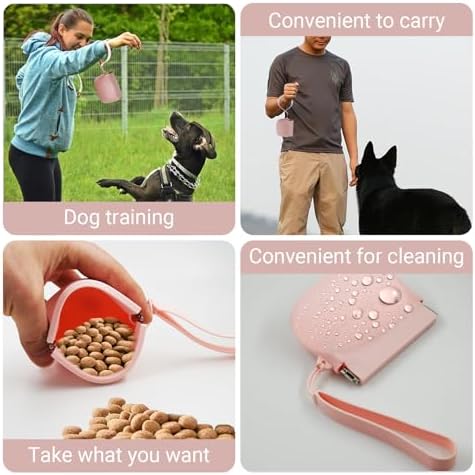 Silicone Dog Treat Pouch Portable Snack Pouch (Pink & Purple)