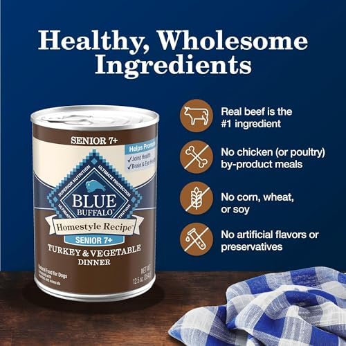Blue Buffalo Homestyle Recipe Turkey Senior Wet Dog Food, 12.5 oz, 12 ct