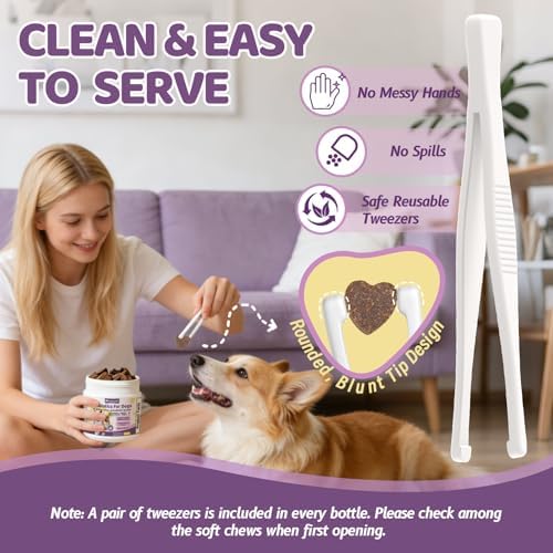 Probiotics for Dogs with Feeding Tweezers, 10 Billion CFUs Chews for Gut & Digestive Health, Itchy Skin & Ears, Diarrhea Relief & Immune Support with 8 Probiotic, Prebiotics, Chicken, 120 Ct/300g