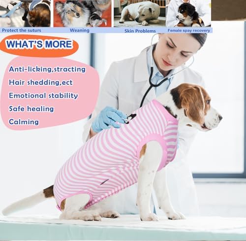 Recovery Suit for Dogs,Dog Cone Alternative Zipper Surgery Suit Female Spay,Soft Dog Surgery Suit for Anti Licking,Breathable Surgical Suit for Dogs Female Spay