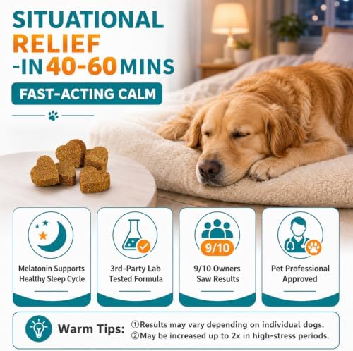 Hemp Calming Chews for Dogs Anxiety and Stress Relief with Melatonin, 200ct