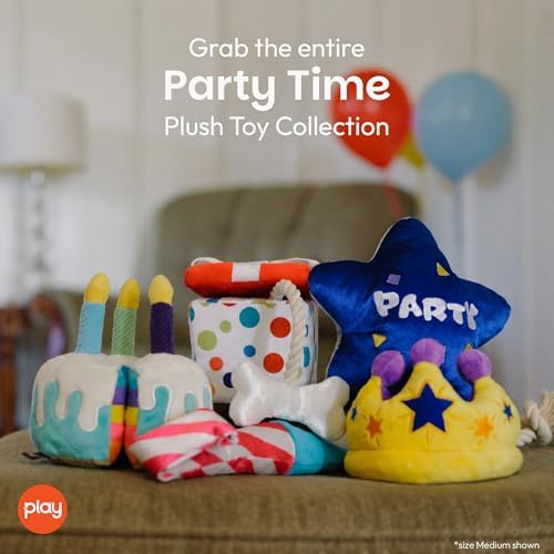 P.L.A.Y. Cute Plush Dog Toy - Birthday Party Celebration Themed Durable Squeaker Chew Toy, for Puppies & Small, Medium, Large Dog - Machine Washable, Recycled Material (Best Day Ever Balloon, X-Small)
