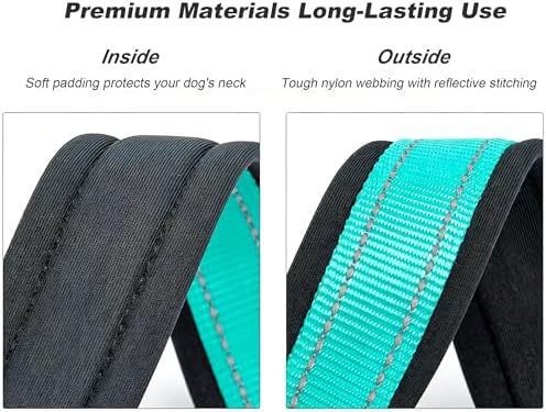 Reflective Dog Collar for Medium Dogs Wide Padding 6 Holes Adjusta