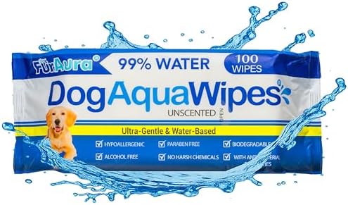 99% Water Dog Wipes, Extra Large 8x8 Puppy Wipes for Sensitive Skin – Hypoallergenic Pet Wipes for Grooming Tear Stain, Face, Ears, Eyes Paws & Butt – Alcohol Free, Biodegradable, Unscented 100 Count
