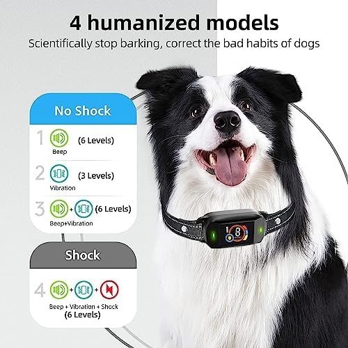 Dog Bark Collar, Bark Collar for Small Medium Large Dogs, Smart AI Dual Recognition Anti Bark Collar, Rechargeable Automatic Stop Dog Barking Collars with 3 Adjustable Shock Modes Activated