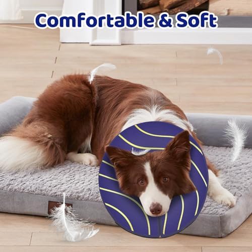 Adjustable Inflatable Dog Cone Collar for Surgery Recovery, Soft Cone for Dogs & Cats, Portable & Washable Dog Donut Collar, Small Cat Cone E Collar (Indigo XS)