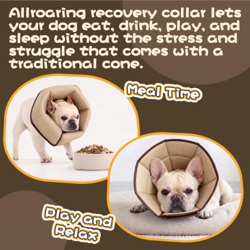 Allroaring Soft Dog Recovery Cone Adjustable Stop Licking Wounds Brown S