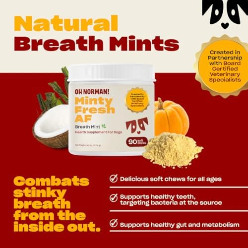 OH NORMAN! Minty Fresh - Dog Bad Breath Eliminator, Vet Developed, 90 Count