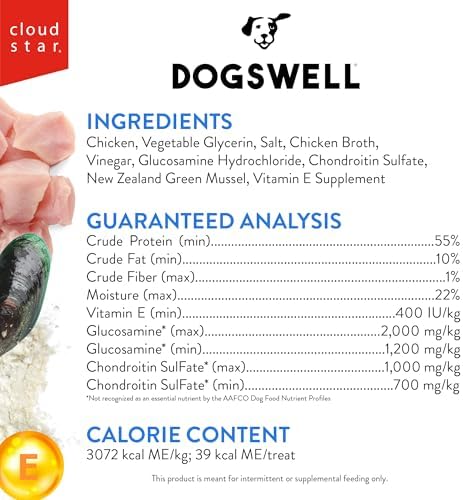 DOGSWELL Jerky Hip and Joint Dog Treats Grain Free Made in USA Only, Glucosamine and Chondroitin, 24 oz Chicken (Pack of 12)