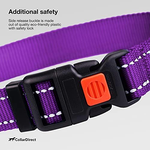 Reflective Dog Collar, Quick-Release Buckle (Purple, 12-16 Inch)